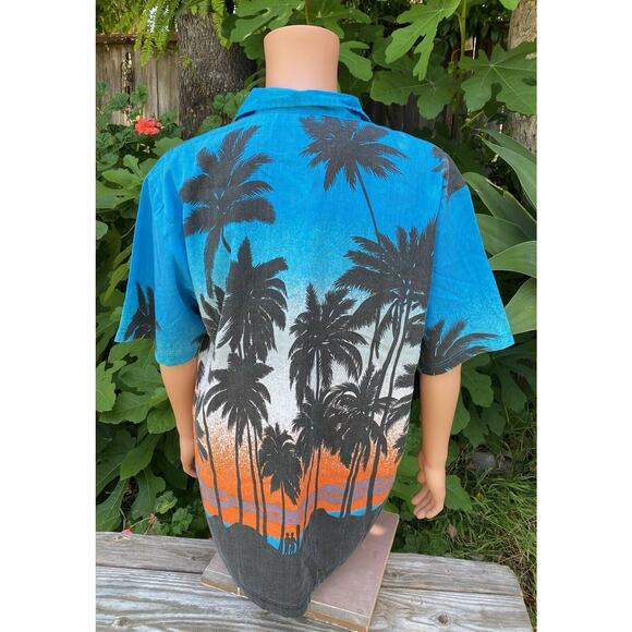 Dorsett Tee’s Bahamas Made Palm Trees Surfing The Sunset Button Up Shirt Size XL - Picture 5 of 8